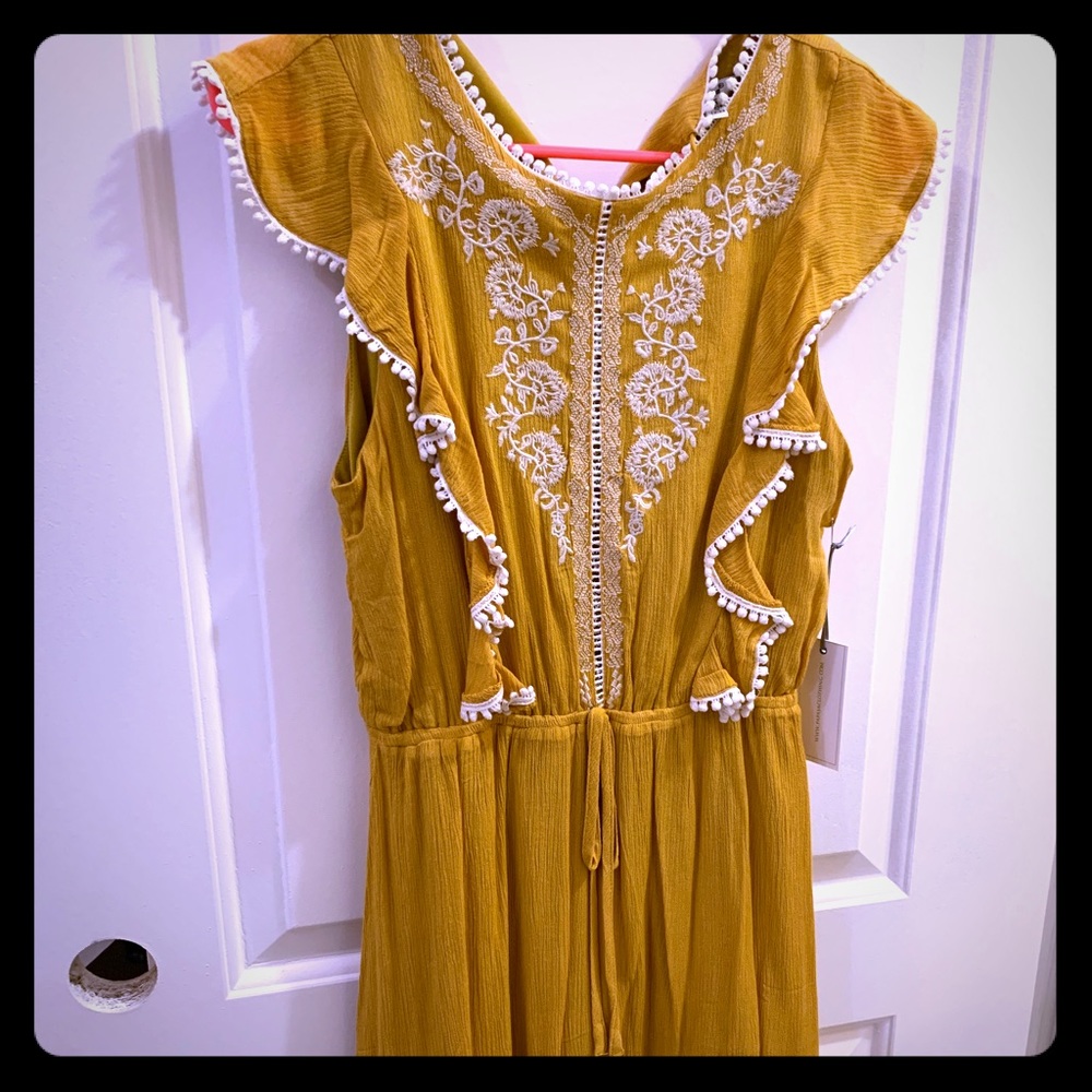 Mustard yellow ruffle dress